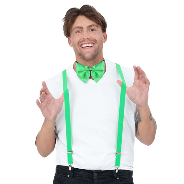 Green Bow Tie & Braces Set