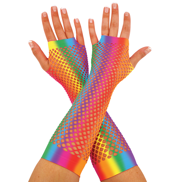 Rainbow Long Net Gloves