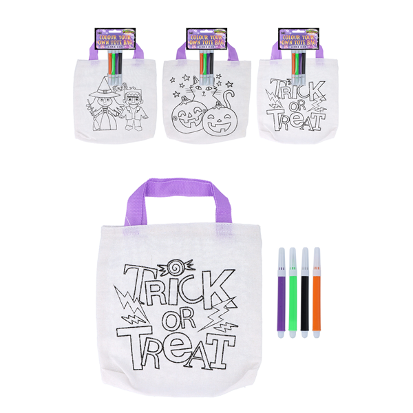 Colour Your Own Halloween Tote Bag Assorted