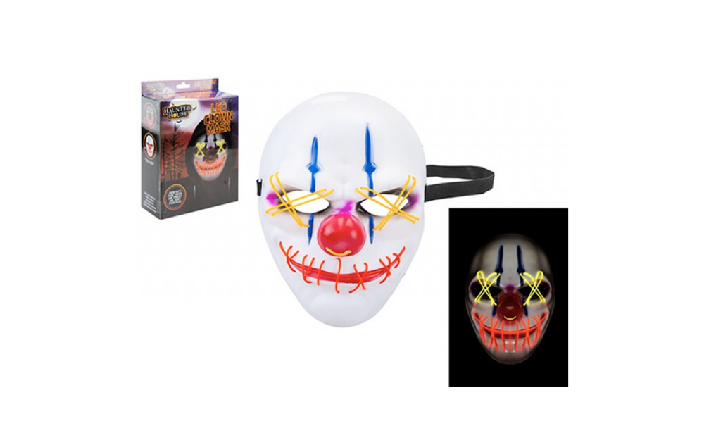 Neon Lit Clown Mask in colour box