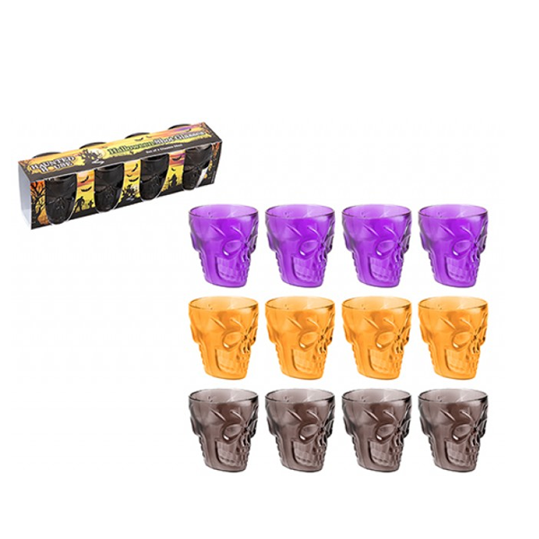 Skull Plastic Shot Glasses In Printed Wrap