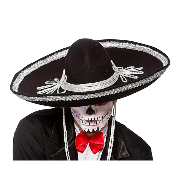 Black Sombrero Hat With White Trim