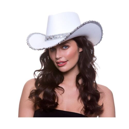 Texan Cowgirl Hat, White Sequins