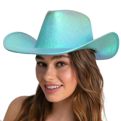 Texan Cowgirl Hat Aqua Iridescent