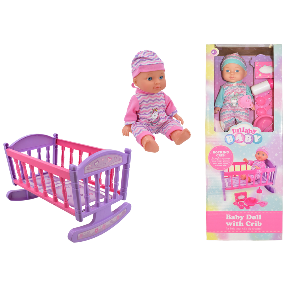 12" Baby Doll With Crib