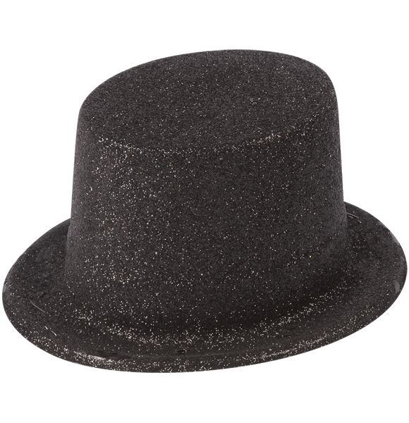 Black Glitter Top Hat