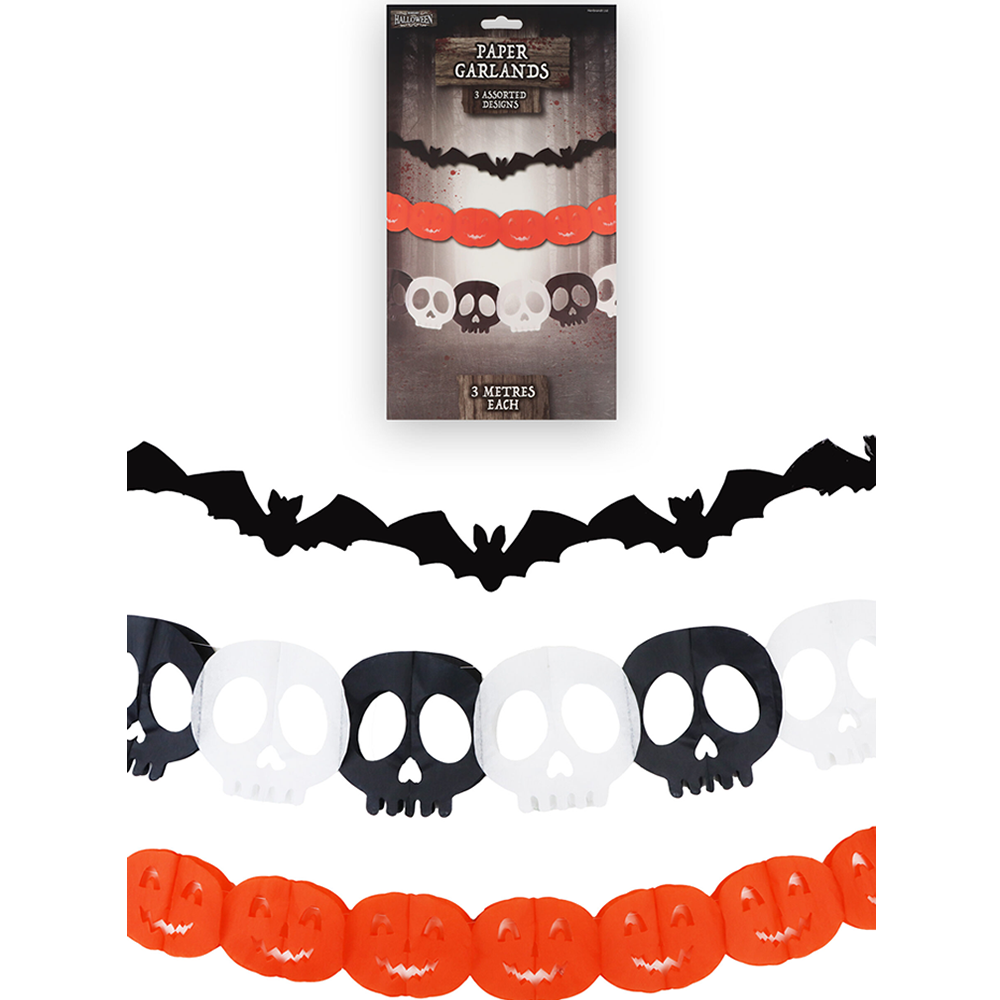 DECORATION HALLOWEEN GARLAND PAPER 3M 3 ASTD