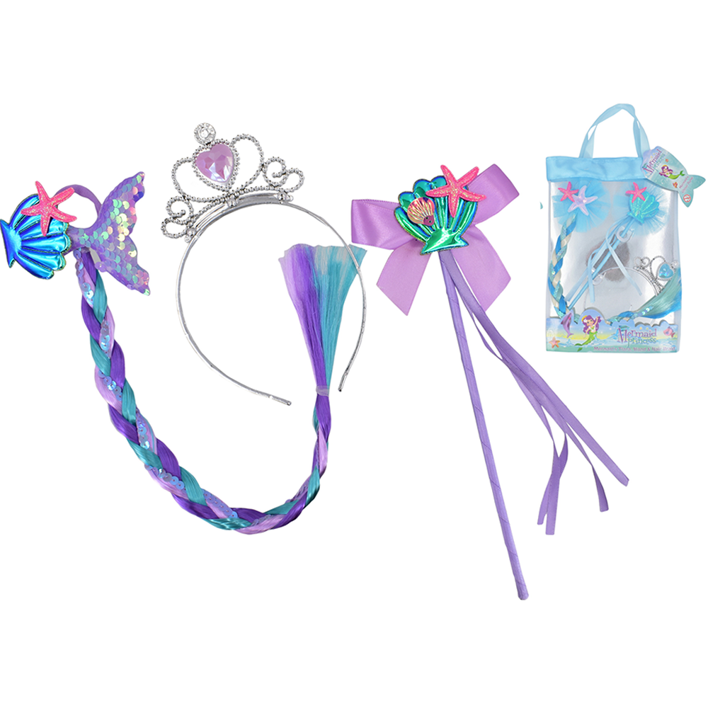 Mermaid Princess Tiara, Wand & Hair Braid Set.