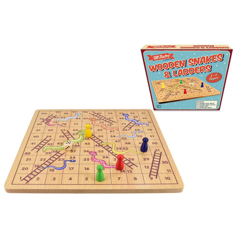 Wooden Snakes & Ladders Game