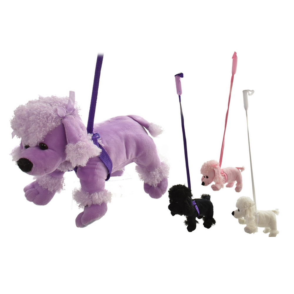 Plush Poodle Dog with Lead (Assorted Colours)