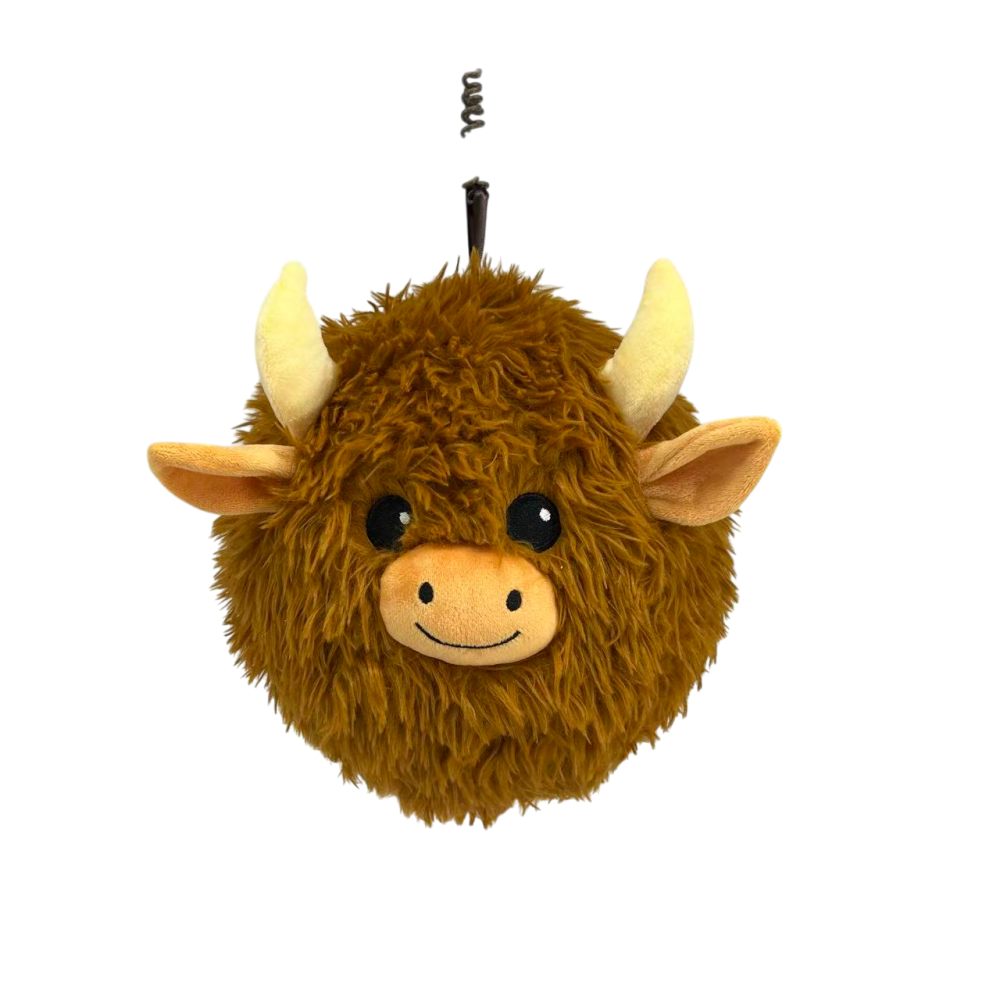 Highland Cow Plush Ball On Spring