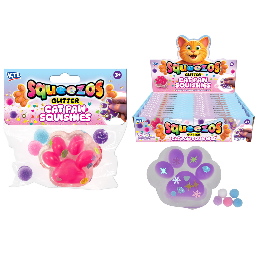 Glitter Squishy Cat Paw With Bobble