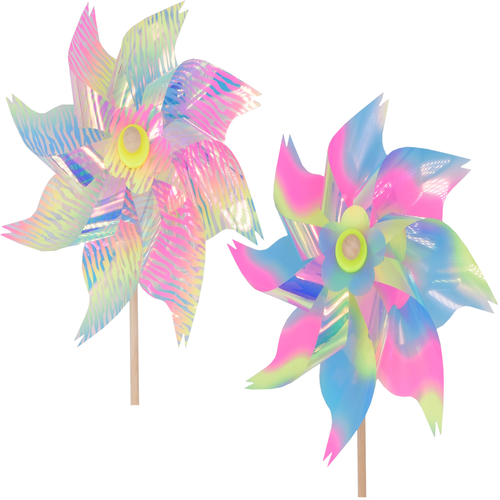 24cm Dia Holographic Windmills - 2 Assorted