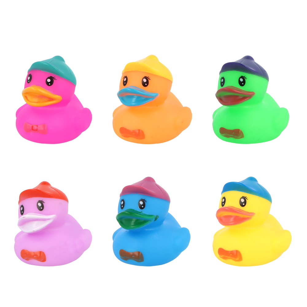 Mini Neon Rubber Ducks In Caps 5cm