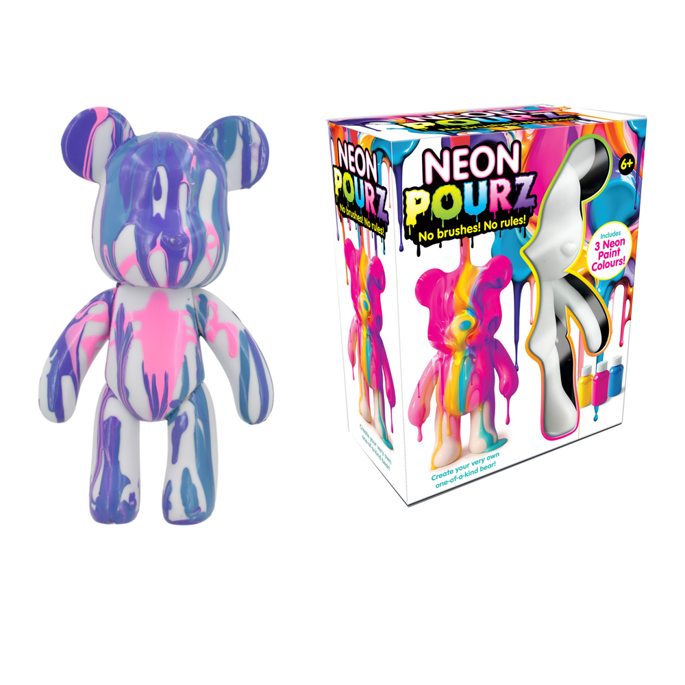 Neon Pourz Marble Paint Bear In Colour Window Box