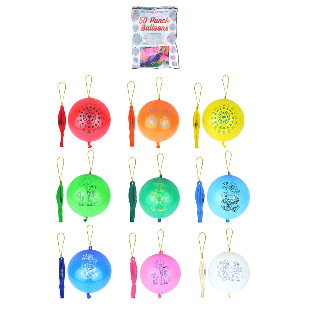 Punch Balloons 5 Designs / 9 Assorted Colours