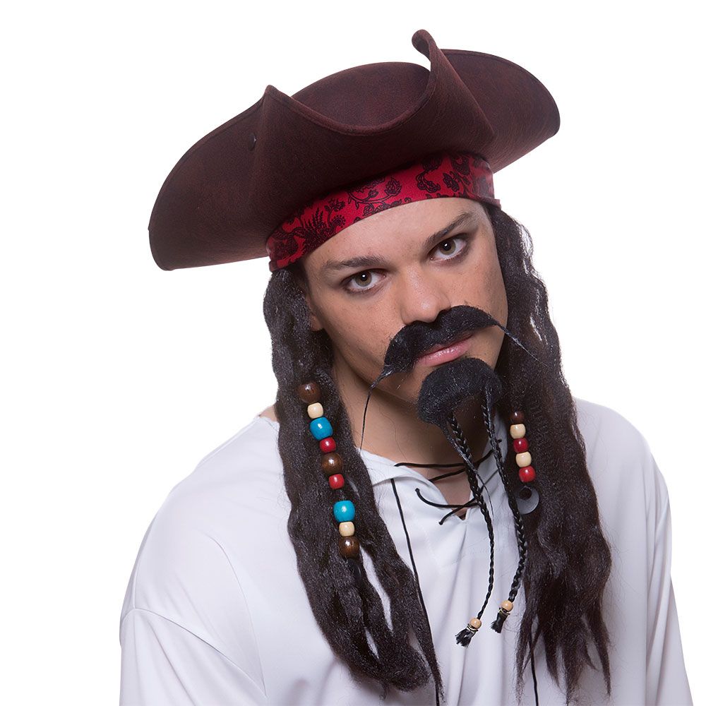 Super Deluxe Pirate Hat with Braids & Beads