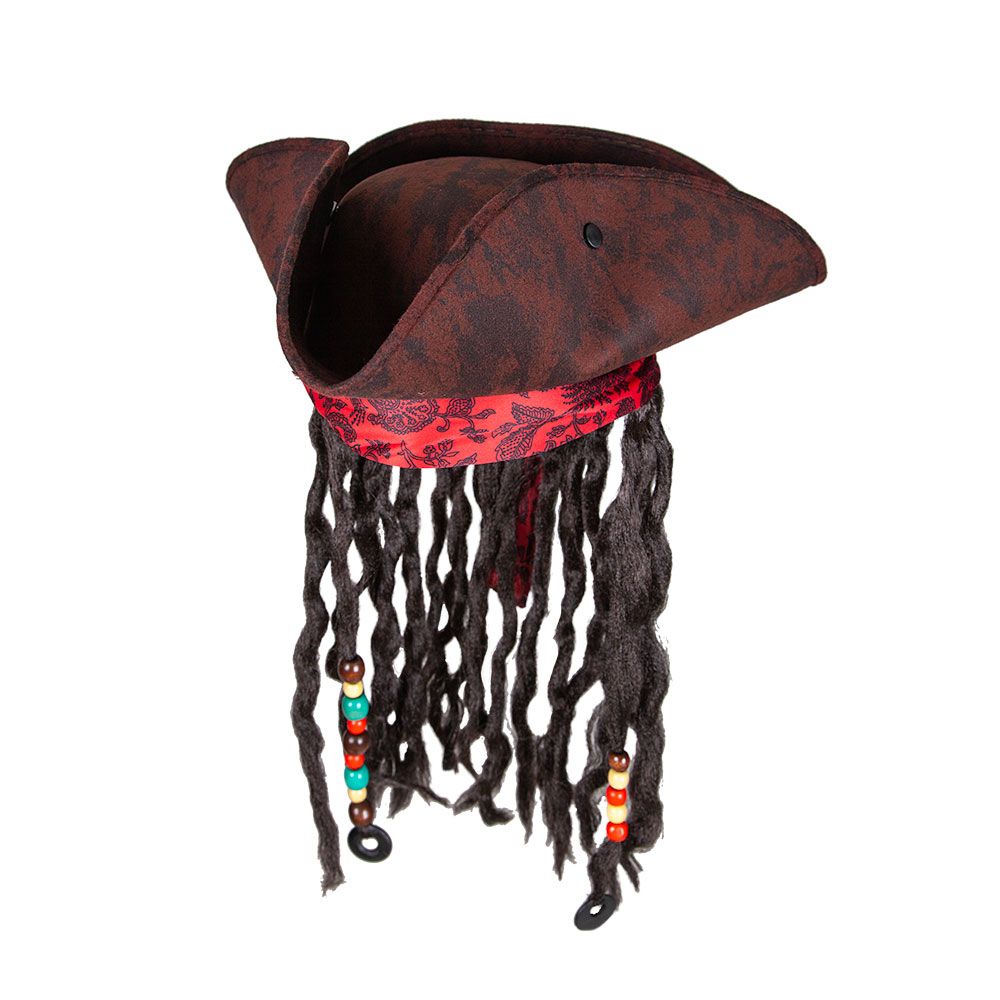 Super Deluxe Pirate Hat with Braids & Beads