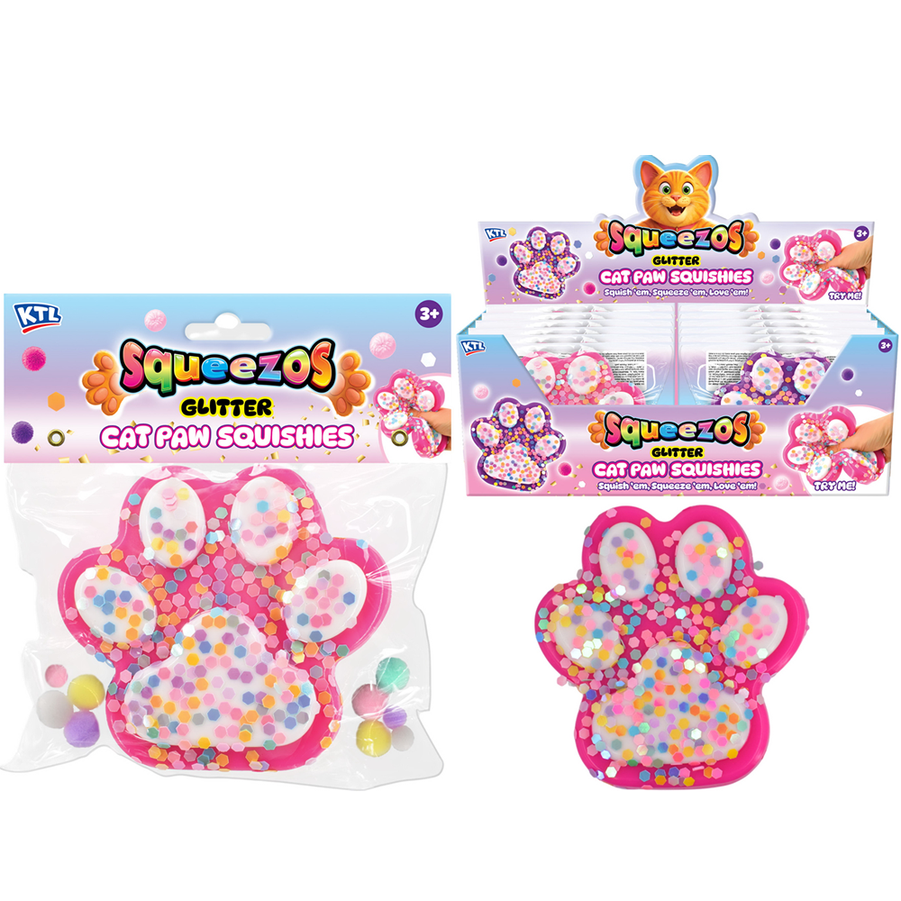 Jumbo Squishy Cat Paw With Glitter & Bobbles