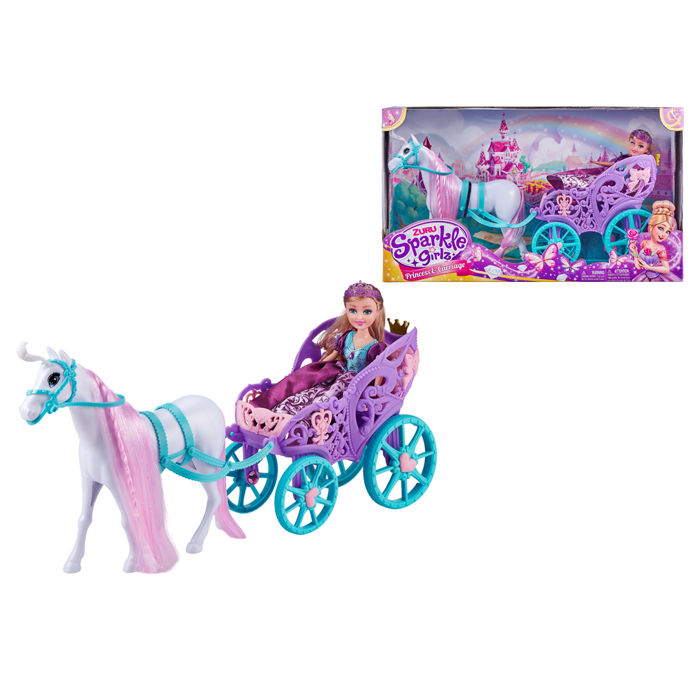 Sparkle Girlz 10.5" Princess With Unicorn & Carriage