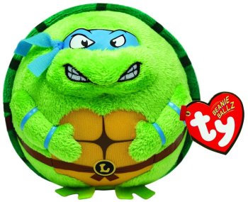 Teenage Mutant Ninja Turtles - Ty Beanie Ballz - Leonardo Medium Plush Soft Toy - 2014 - NEW