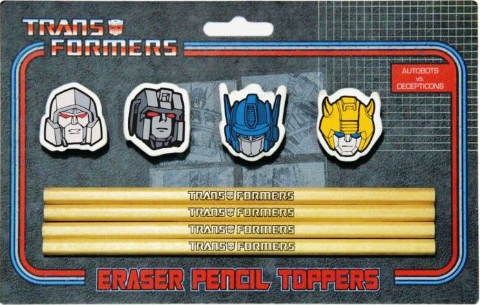 Transformers - Eraser Pencil Toppers And Pencils - Autobots Vs Decepticons 