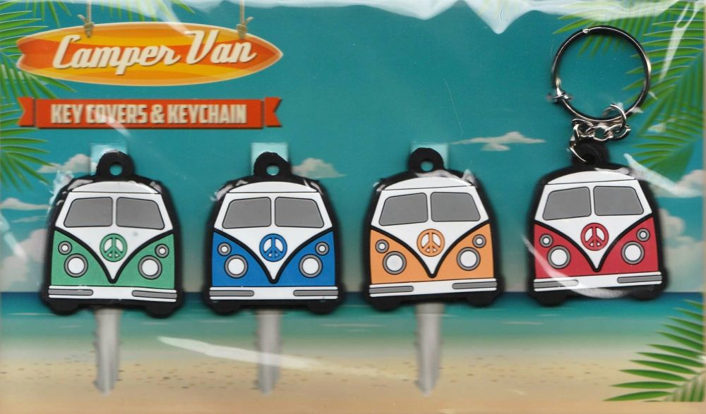 Camper Van Key Covers And Keychain / Keyring Set - NEW