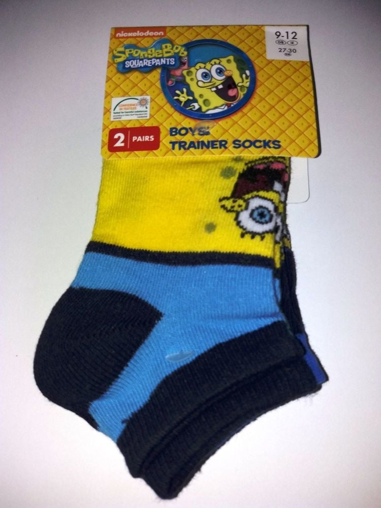 Spongebob Squarepants - Boys Trainer Socks - 2 Pairs - NEW