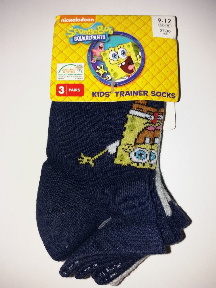 Spongebob Squarepants - Kids' Trainer Socks - 3 Pairs - NEW