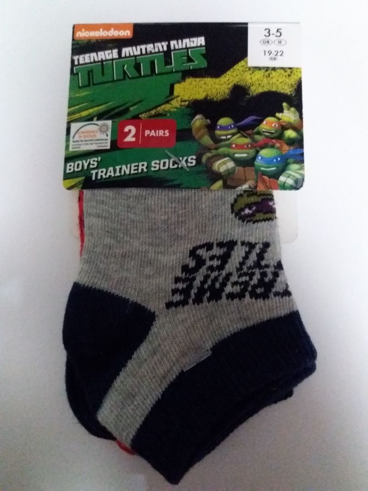 Teenage Mutant Ninja Turtles - Boys Trainer Socks - 2 Pairs - NEW