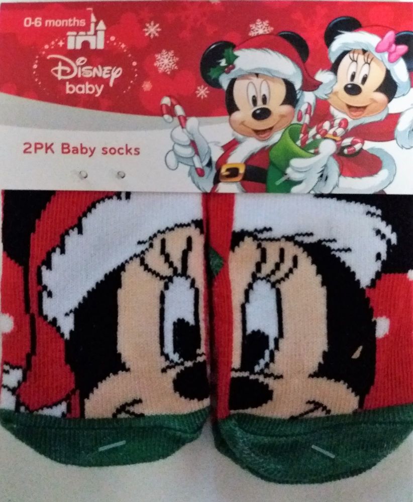 Minnie Mouse - Christmas Baby Socks - 2 Pairs - NEW