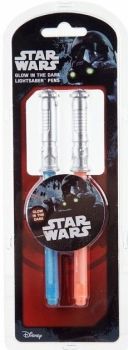 Star Wars - Glow In The Dark Lightsaber Pens - Set Of 2 - NEW