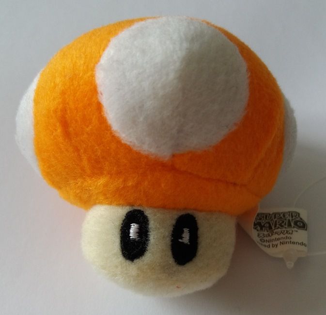 Super Mario - Orange Mushroom Plush Soft Toy Keyring - NEW