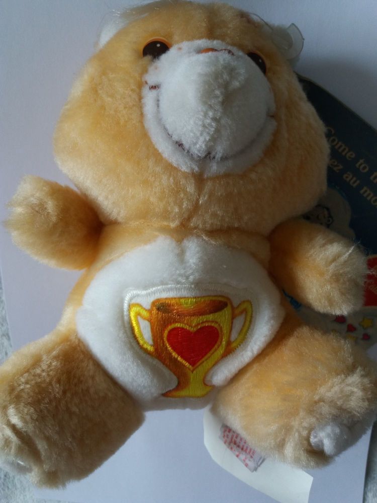 Care Bears - Champ Bear Plush Soft Toy With Tag - 1984