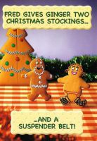 Fred And Ginger Christmas Card - Stockings - NEW