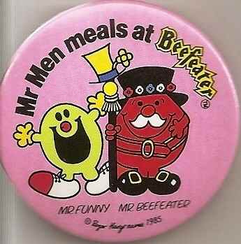 Mr Men - Mr Funny & Mr Beefeater Badge - RARE