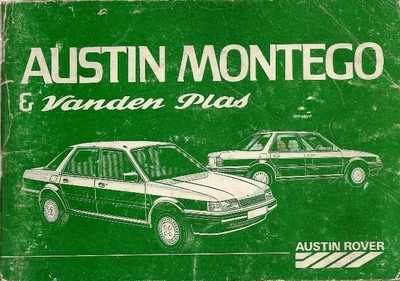 Austin Rover Montego 2.0 And Vanden Plas Handbook - 1984
