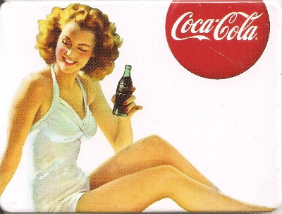 Coca Cola Vintage Style Magnet - Brunette Girl Holding Bottle - NEW