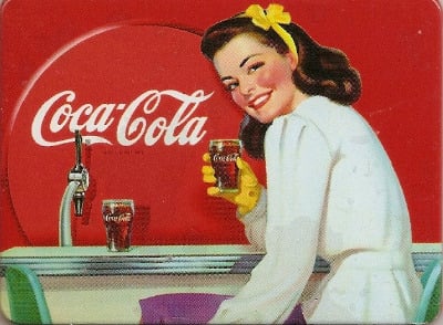 Coca Cola Vintage Style Magnet - Brunette Girl Holding Glass - NEW