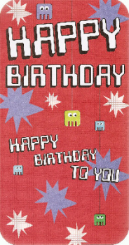 Retro Birthday Card - Space Invaders Style - NEW