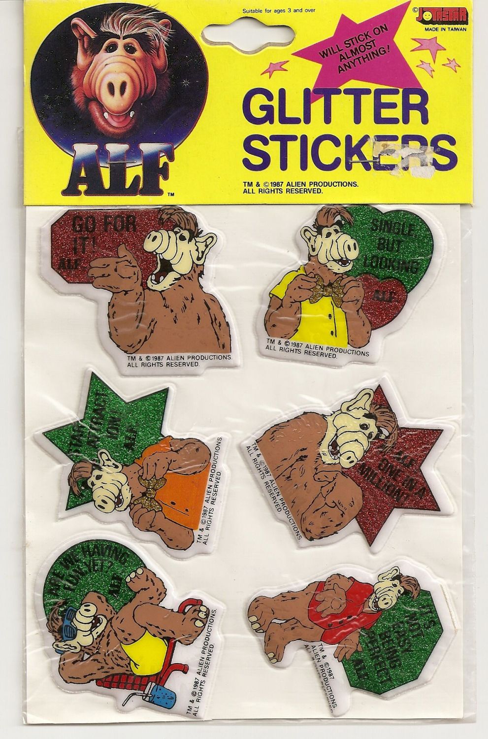 ALF Glitter Stickers - Set Of 6 [Design 2] - NEW