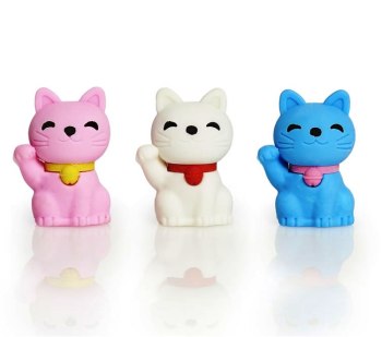 Cats Erasers - Set Of 3 - NEW