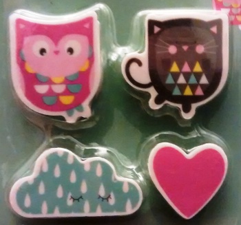 The Owl And The Pussy Cat Erasers - Set Of 4 - NEW