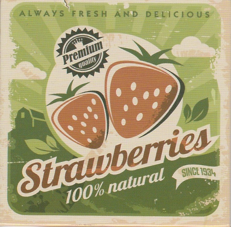 Retro Style Magnet - Strawberries - NEW