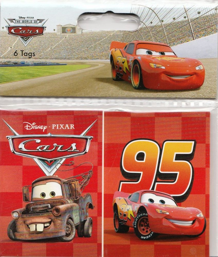 Cars - Gift Tags - Set Of 6 - Pixar - NEW