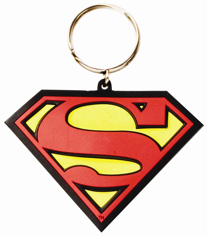 New 3 D superman Soft Rubber Keyring Keychain Double Sides