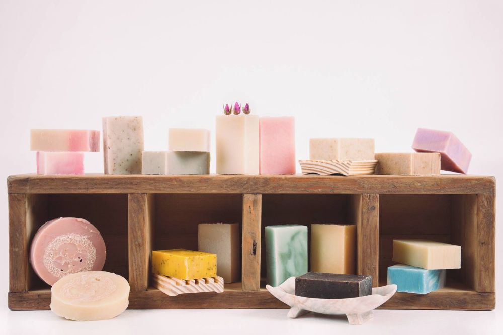 shelf of soaps