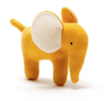 Organic Cotton Mustard Scandi Elephant Baby Toy
