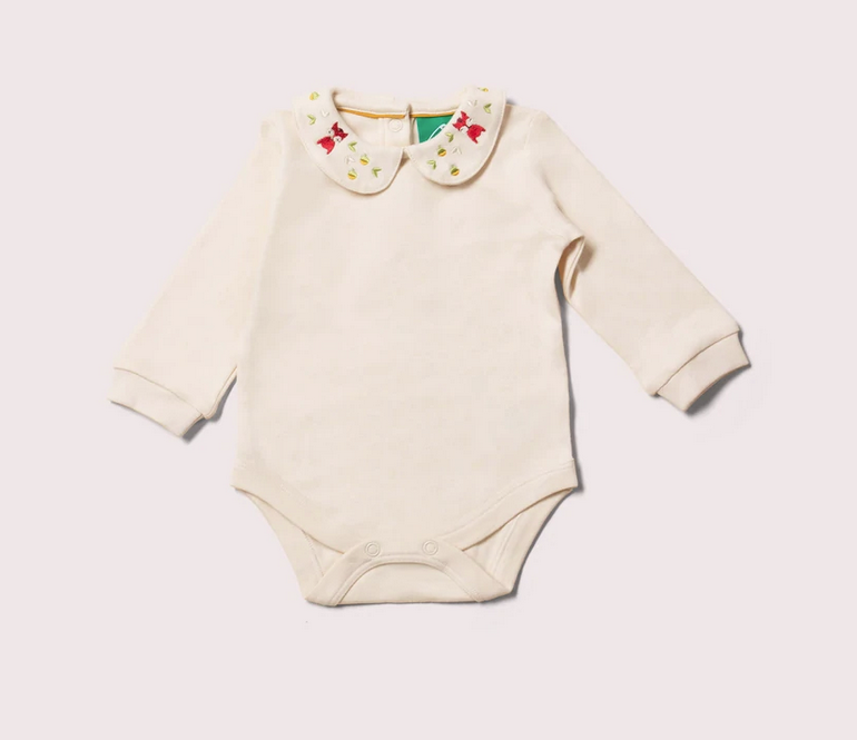 Cream Autumn Fox Embroidered Baby Body