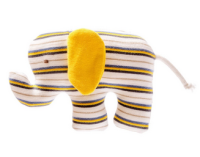 Organic Scrappy Blue & Yellow Striped Elephant Baby Toy